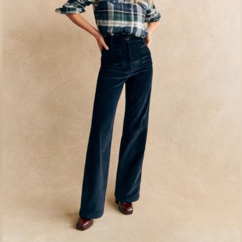 Sézane 70’s Trousers in Navy Cord, size 4